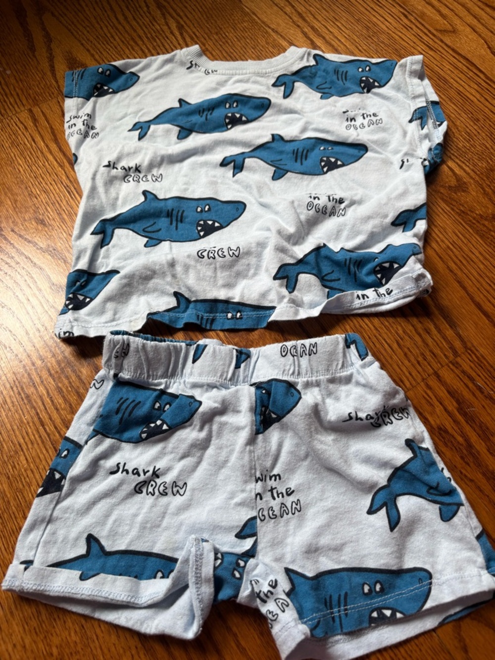 Zara Blue and White Shark Print Kids Matching Set
